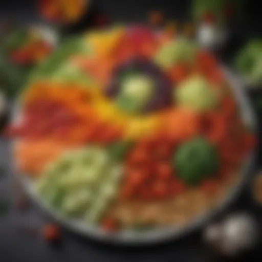 An array of colorful, fresh vegetables arranged attractively on a large platter.