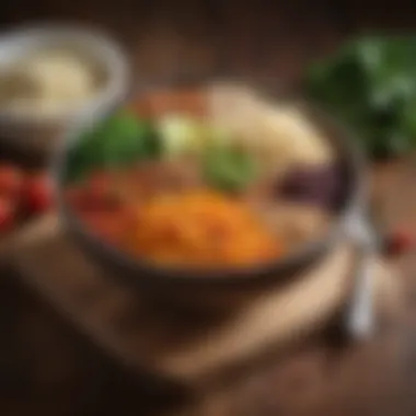 Nutrient-Rich Vegetarian Bowl A colorful bowl filled with diverse grains and legumes showcasing vegetarian nutrition