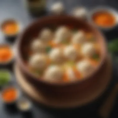 Vibrant Dumpling Soup A vibrant presentation of dumpling soup with colorful ingredients