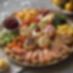 Elegant display of assorted hors d'oeuvres on a decorative platter