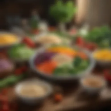 A vibrant assortment of fresh vegetables and grains ready for meal prep
