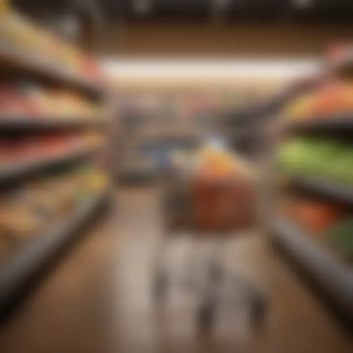 Cart filled with groceries and a discount displayed