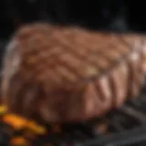 Sizzling steak on the grill