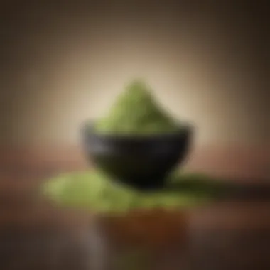 A close-up of high-quality matcha powder with rich green color