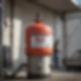 Refilling a small propane tank at a commercial establishment