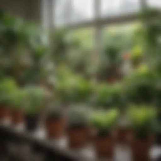 A vibrant display of various house plants in a local nursery.