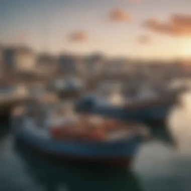Fishing Boats at Harbor Harbor with fishing boats showcasing fresh catch