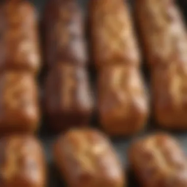 A variety of flavored bread loaves displayed elegantly