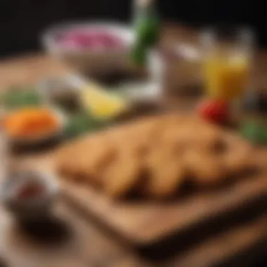 Ingredients for Zigeuner Schnitzel laid out neatly on a wooden countertop, showcasing freshness and color.